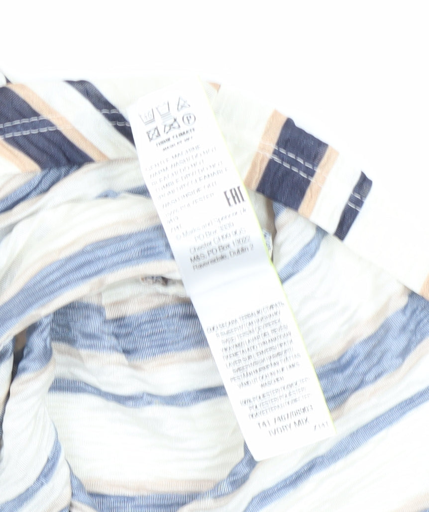 Womens UK Size 10 Marks and Spencer White Cropped Blouse