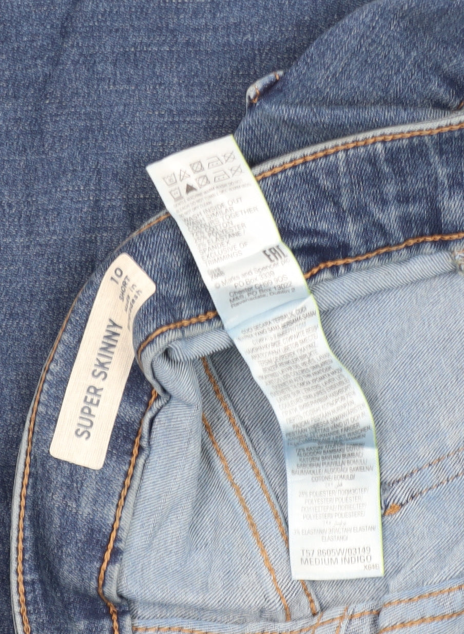 Womens UK Size 10 Marks and Spencer Slim Fit Skinny Blue Jeans