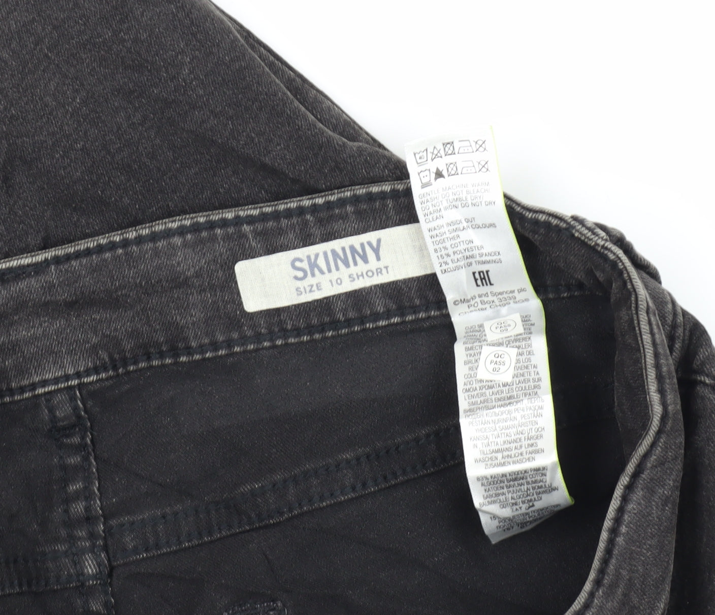 Womens UK Size 10 Marks and Spencer Slim Fit Skinny Black Jeans