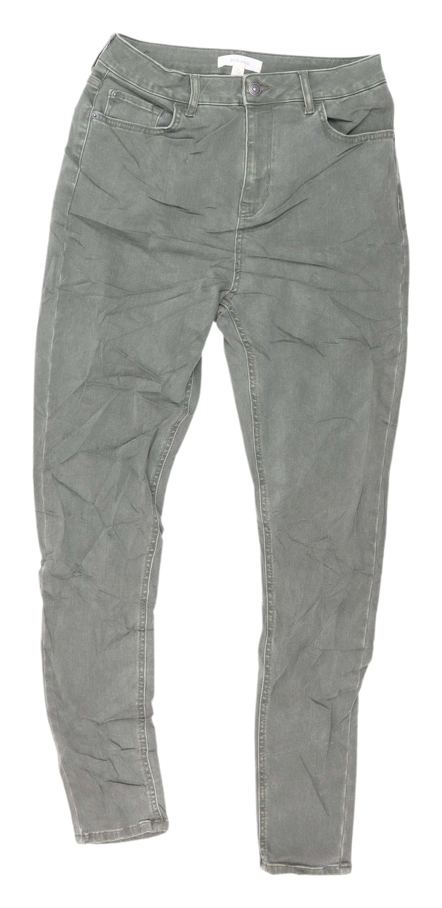 Womens UK Size 12 Marks and Spencer Regular Fit Skinny Green Jeans