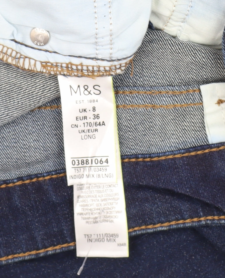 Womens UK Size 8 Marks and Spencer Slim Fit Straight Blue Jeans
