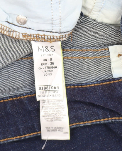 Womens UK Size 8 Marks and Spencer Slim Fit Straight Blue Jeans