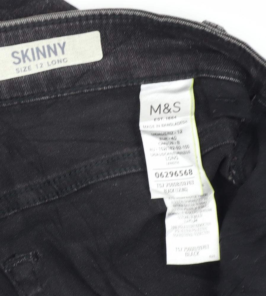 Womens UK Size 12 Marks and Spencer Regular Fit Skinny Black Jeans