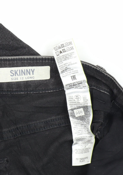Womens UK Size 12 Marks and Spencer Regular Fit Skinny Black Jeans
