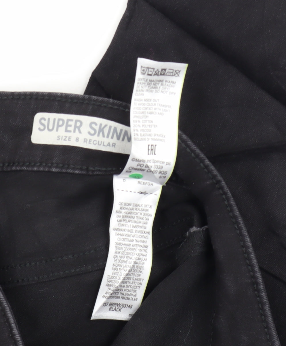 Womens UK Size 8 Marks and Spencer Slim Fit Skinny Black Jeans