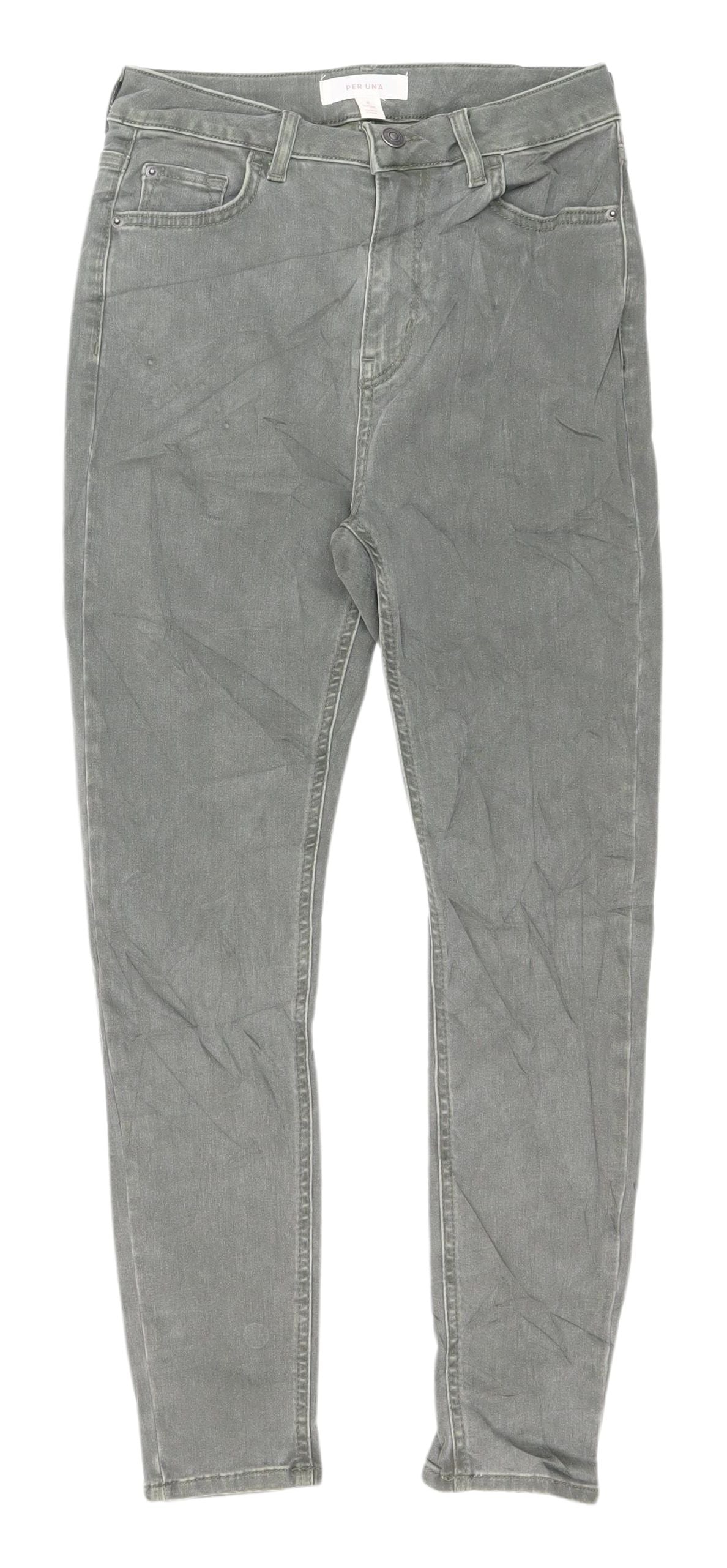 Womens UK Size 8 Marks and Spencer Slim Fit Straight Green Jeans
