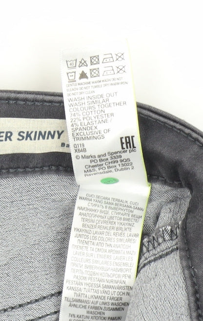Womens UK Size 8 Marks and Spencer Regular Fit Skinny Grey Jeans