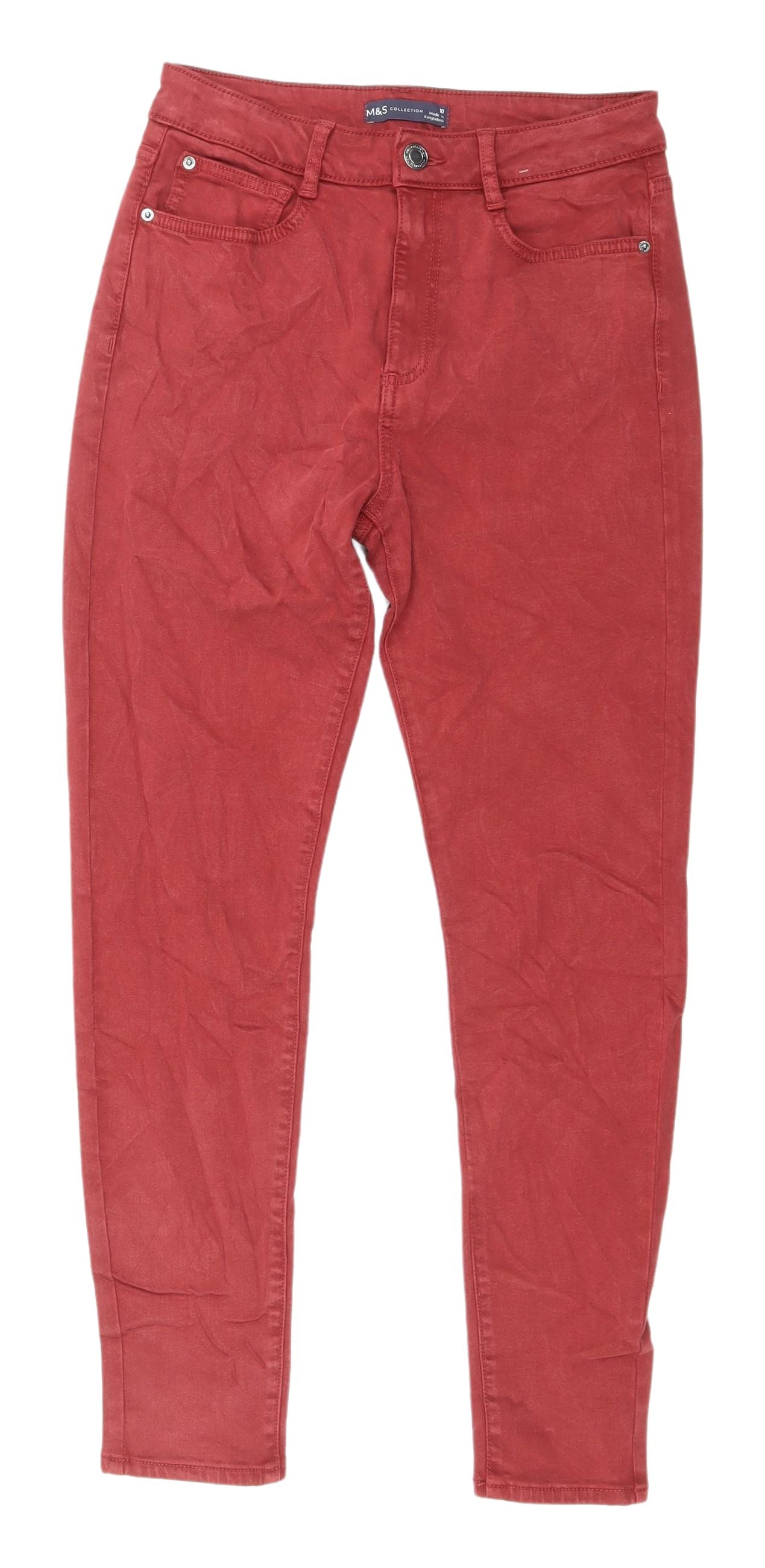 Womens UK Size 10 Marks and Spencer Regular Fit Skinny Red Jeans