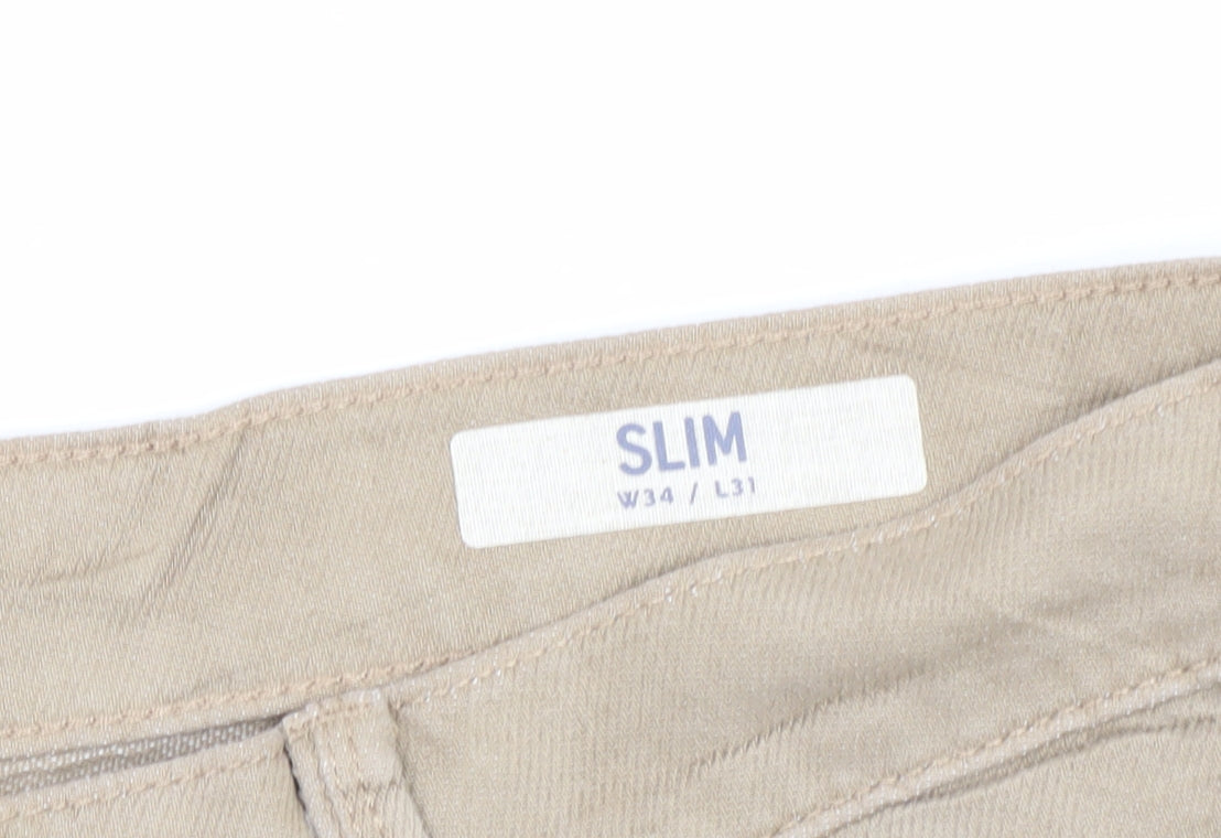 Marks and Spencer Men's Beige Slim Fit Jeans