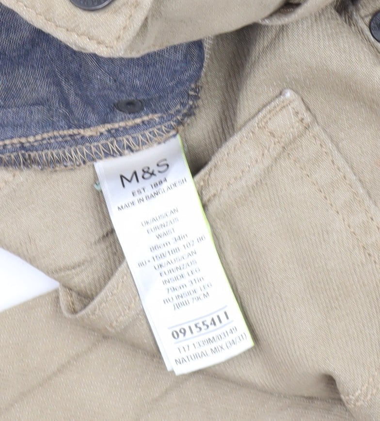 Marks and Spencer Men's Beige Slim Fit Jeans
