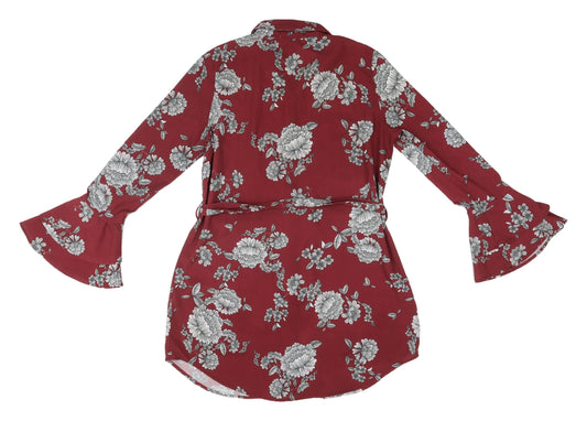 In the Style Women's Red Floral Shirt Dress