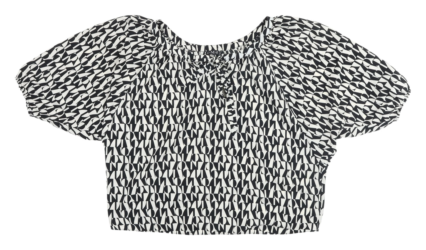 Womens UK Size 14 CMD Black Cropped Blouse
