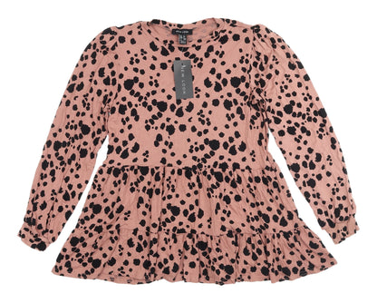 New Look Women’s Pink Animal Print Tunic, Size 10, NWT