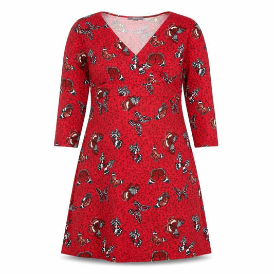 Front view of Studio Red A-Line Butterfly Print Dress 12-14