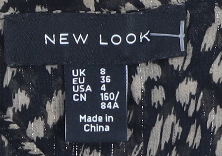 New Look Women's Multicoloured Animal Print Blouse UK 8