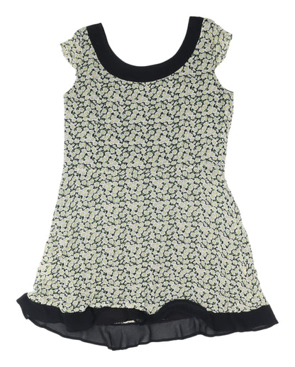 French Connection Women's Black Floral A-Line Dress 12