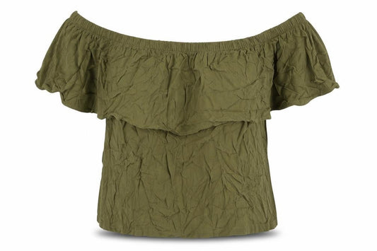 Womens UK Size 10 VILA Green Off the Shoulder Blouse
