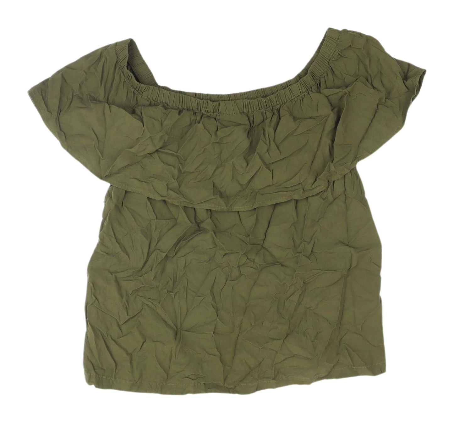 Womens UK Size 10 VILA Green Off the Shoulder Blouse