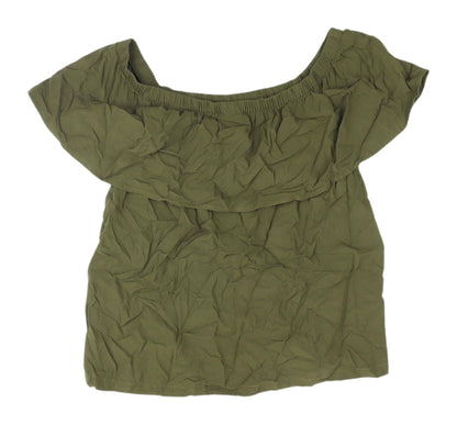 Womens UK Size 10 VILA Green Off the Shoulder Blouse