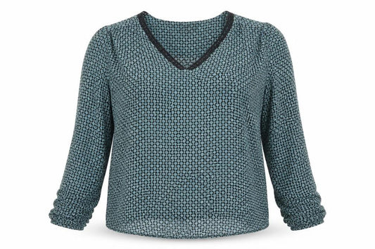 1.2.3 Paris Women's Blue Geometric Blouse Size 14