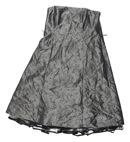 Debenhams Women's Grey A-Line Strapless Dress Size 16