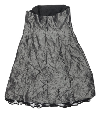 Debenhams Women's Grey A-Line Strapless Dress Size 16