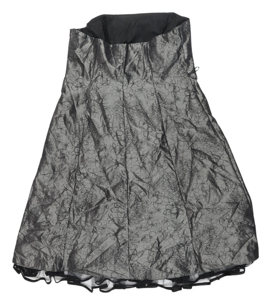 Debenhams Women's Grey A-Line Strapless Dress Size 16