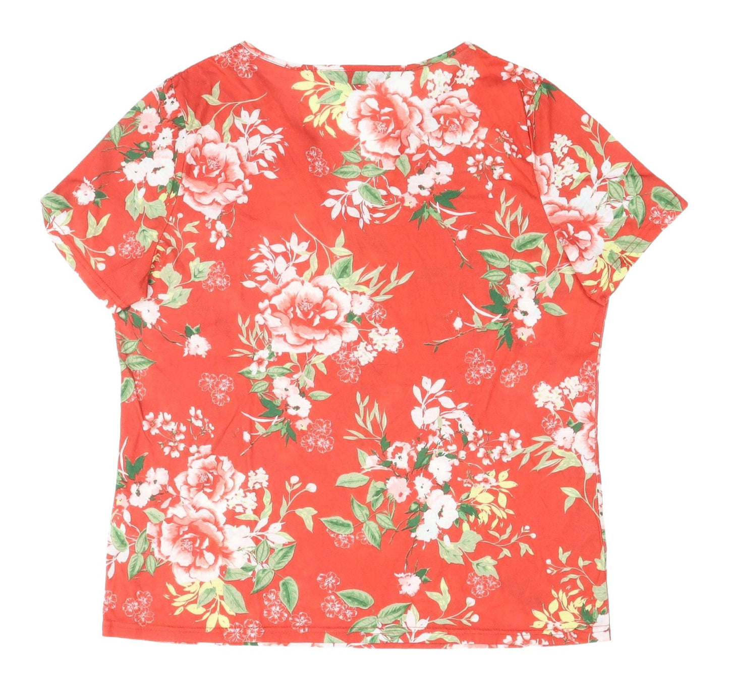 Bonmarché Women's Red Floral T-Shirt Size 12
