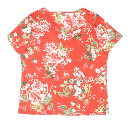 Bonmarché Women's Red Floral T-Shirt Size 12