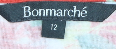 Bonmarché Women's Red Floral T-Shirt Size 12