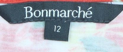 Bonmarché Women's Red Floral T-Shirt Size 12