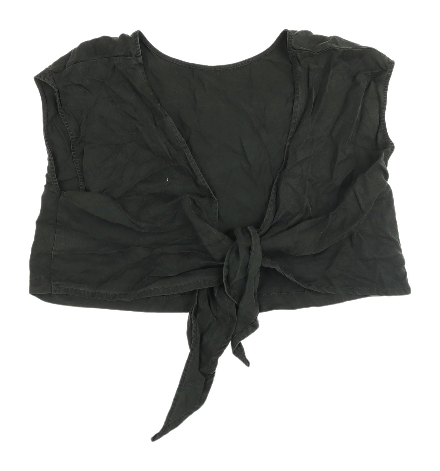 Womens UK Size 14 Oliver Bonas Black Cropped Blouse