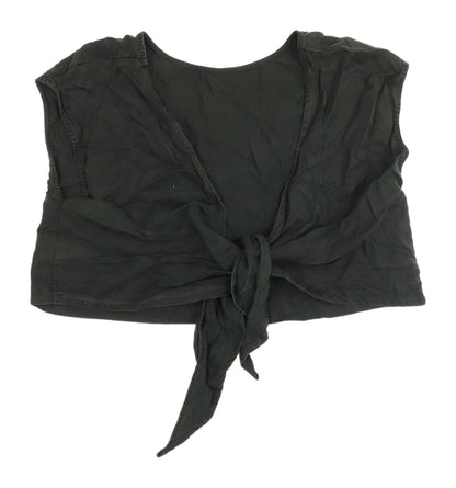 Womens UK Size 14 Oliver Bonas Black Cropped Blouse