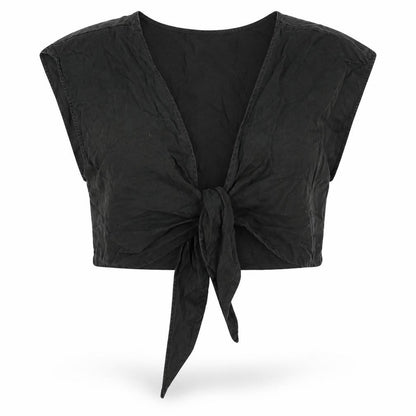 Womens UK Size 14 Oliver Bonas Black Cropped Blouse