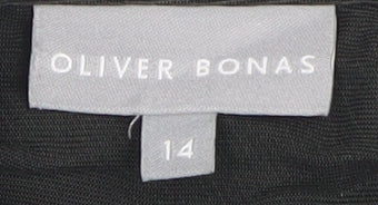 Womens UK Size 14 Oliver Bonas Black Cropped Blouse