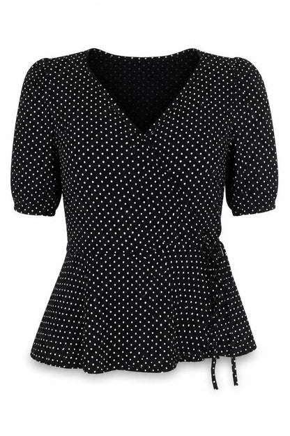 Womens UK Size 8 New Look Black Wrap Blouse