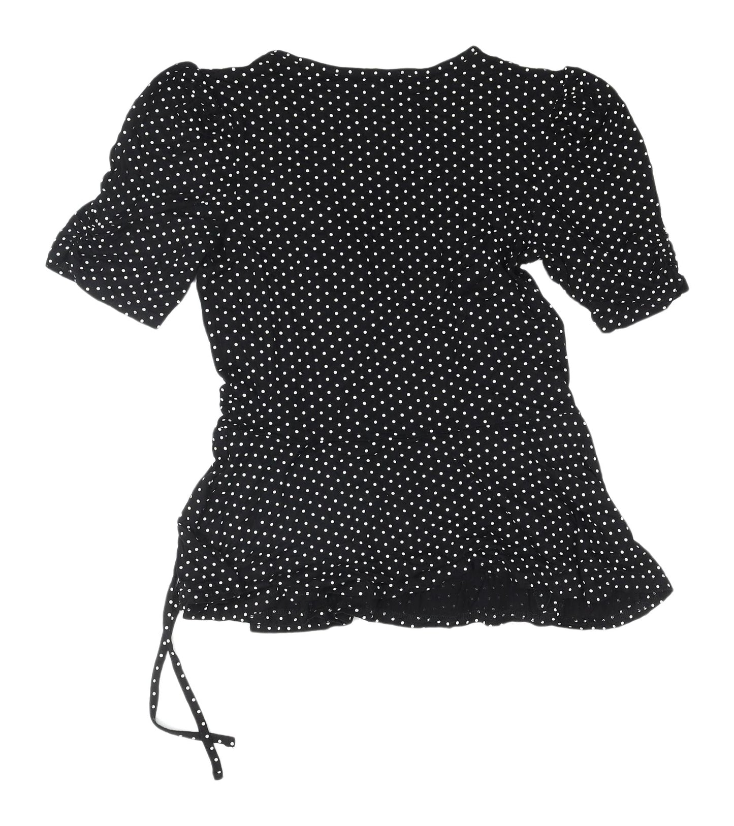 Womens UK Size 8 New Look Black Wrap Blouse