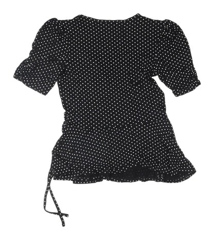 Womens UK Size 8 New Look Black Wrap Blouse