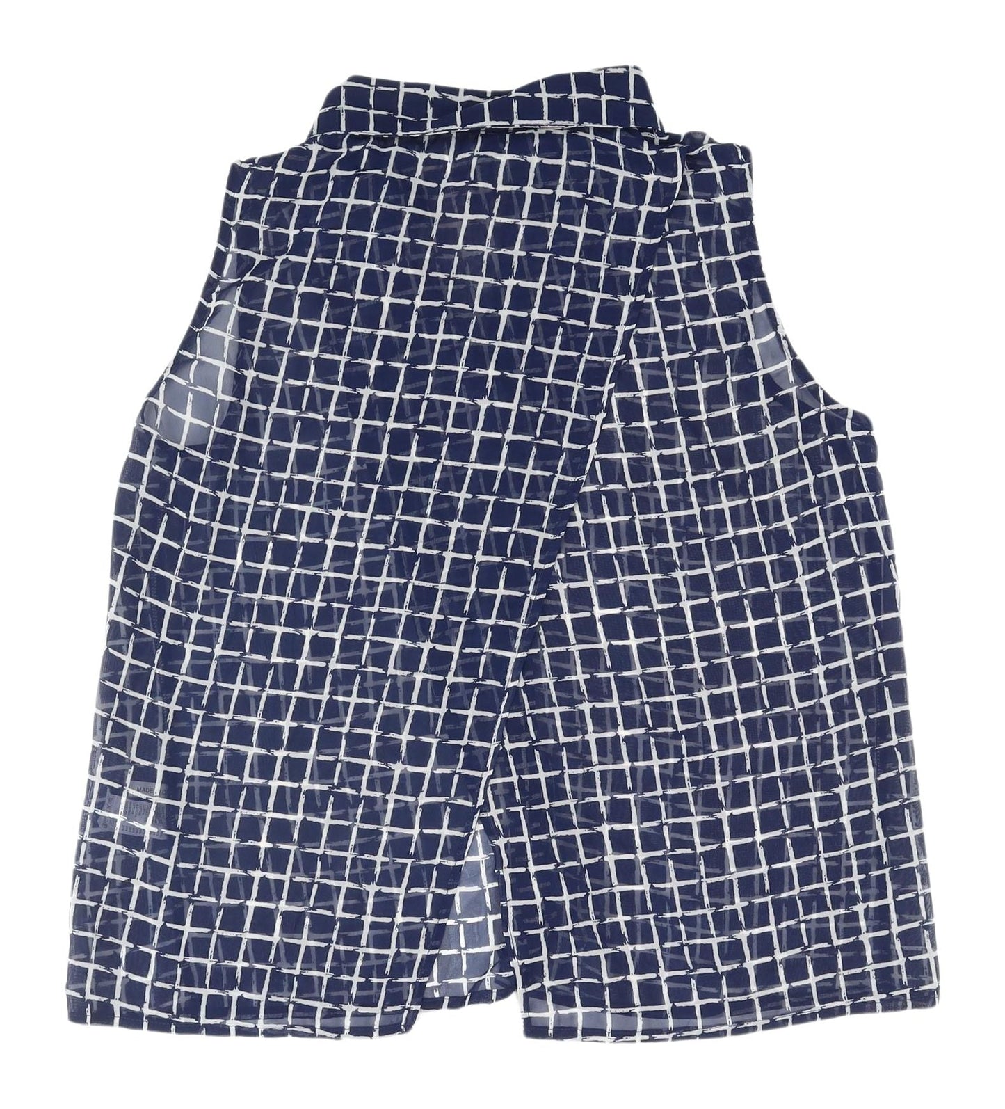 Golden Days Women's Blue Check Sleeveless Button-Up Top