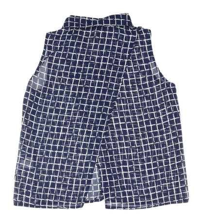 Golden Days Women's Blue Check Sleeveless Button-Up Top