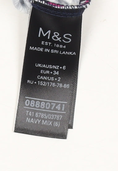 Womens UK Size 6 Marks and Spencer Multicoloured Basic T-Shirt