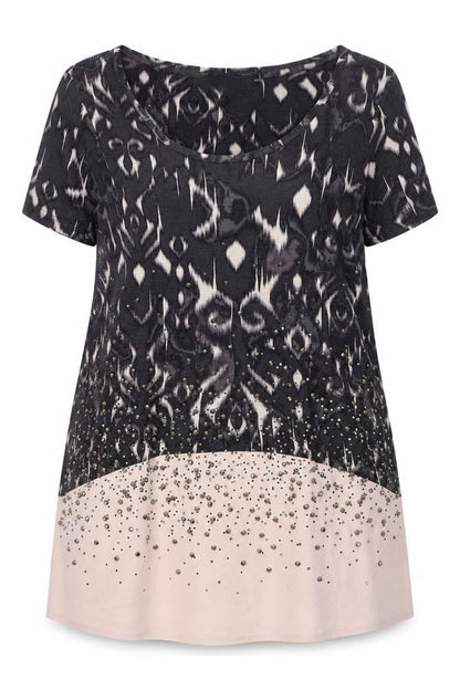 Next Women's Black Geometric Petite Top, Size 14