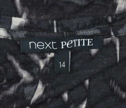Next Women's Black Geometric Petite Top, Size 14