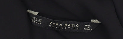 Womens UK Size XS Zara Black Basic Blouse