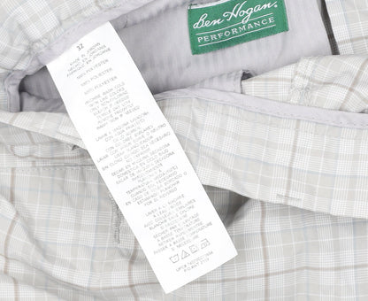 Ben Hogan Men's Grey Chino Shorts, Size 32, Preppy Plaid