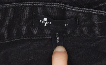 Thrills Men's Black Distressed Chino Shorts 32