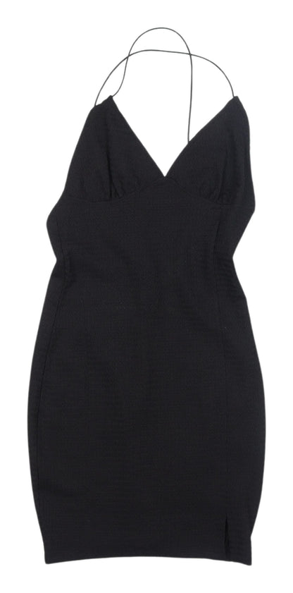 H&M Women's Black Sleeveless V-Neck Knit Dress S
