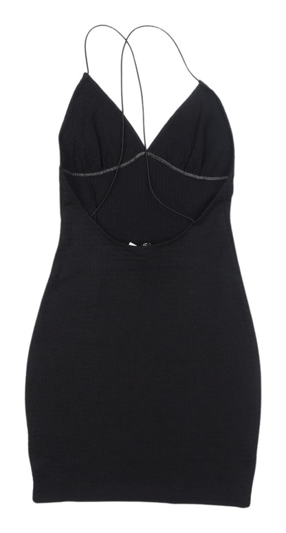 H&M Women's Black Sleeveless V-Neck Knit Dress S
