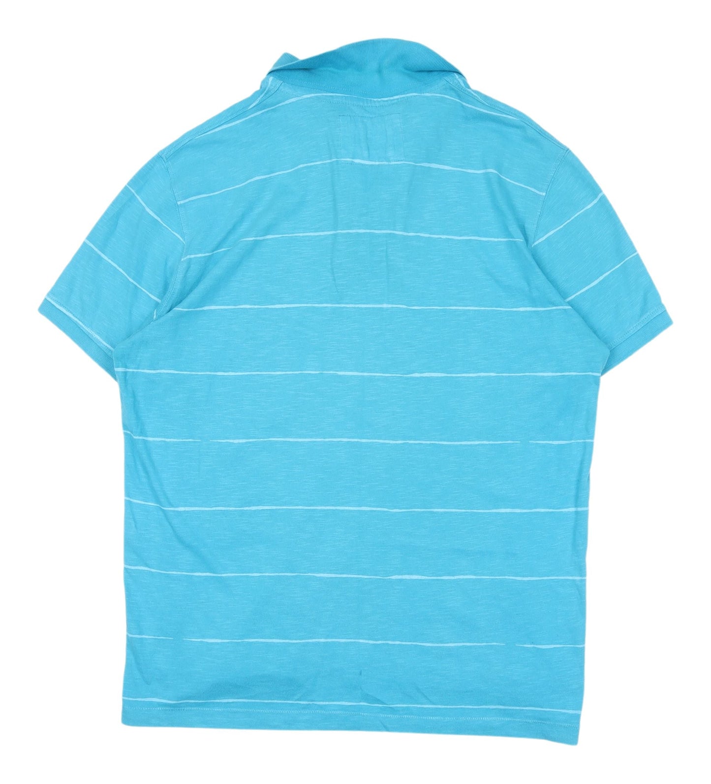 H&M Men's Blue Striped Polo Shirt L