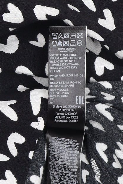 M&S Women's Black V-Neck A-Line Dress, Size 6